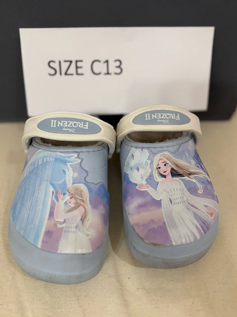 CROCS Disney Frozen II Girls' Light Blue Elsa Graphic Clogs - size C13